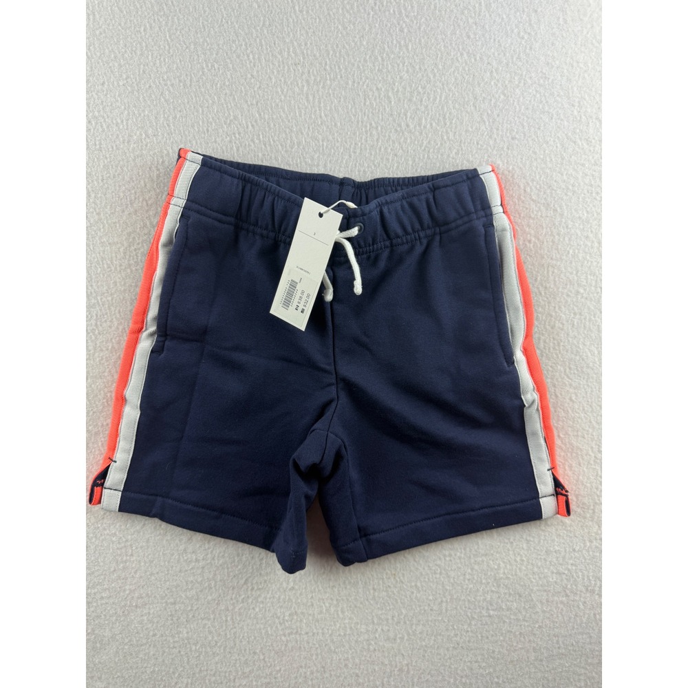 Janie and Jack Kids Navy Blue Knit Shorts with Orange Side Stripes Size 3 NWT